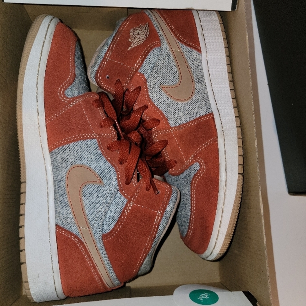 Nike Red and Grey High-Top Sneakers